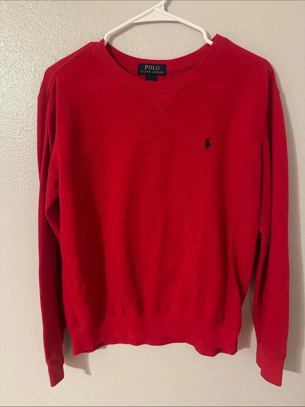 Polo by Ralph Lauren Red Crewneck Sweatshirt with Navy Pony